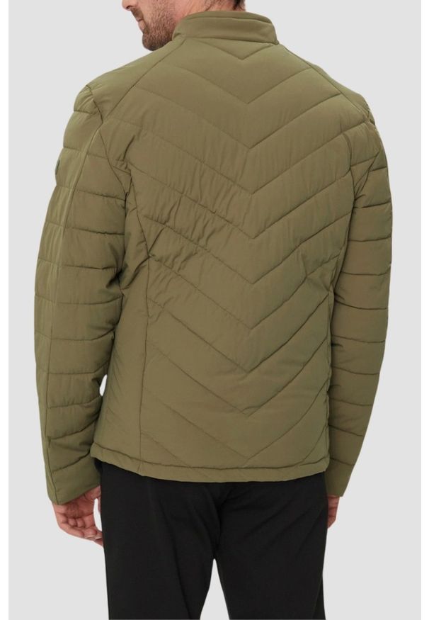 Guess - GUESS Zielona kurtka męska Biker Jacket, Rozmiar M. Okazja: na co dzień. Kolor: zielony. Materiał: syntetyk, elastan, poliamid. Styl: casual, elegancki