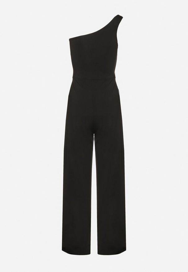 Born2be - Czarny Asymetryczny Kombinezon na Jedno Ramię z Kieszeniami Efriele. Okazja: na co dzień, na randkę. Kolor: czarny. Styl: casual