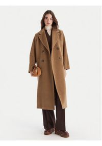 Weekend Max Mara Płaszcz wełniany Zufolo 2525016092 Brązowy Regular Fit. Kolor: brązowy. Materiał: wełna