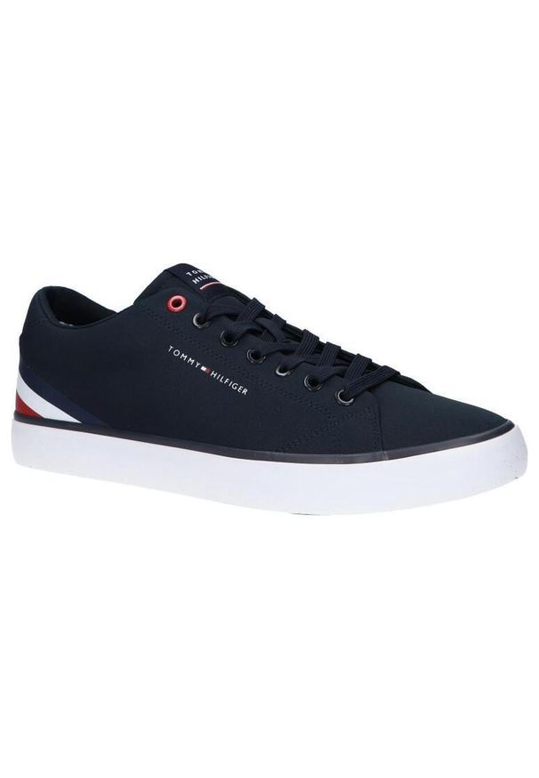 TOMMY HILFIGER - Buty męskie trampki sportowe Tommy Hilfiger TH HI VULC CORE LOW STRIPES. Kolor: biały, czerwony, wielokolorowy, niebieski