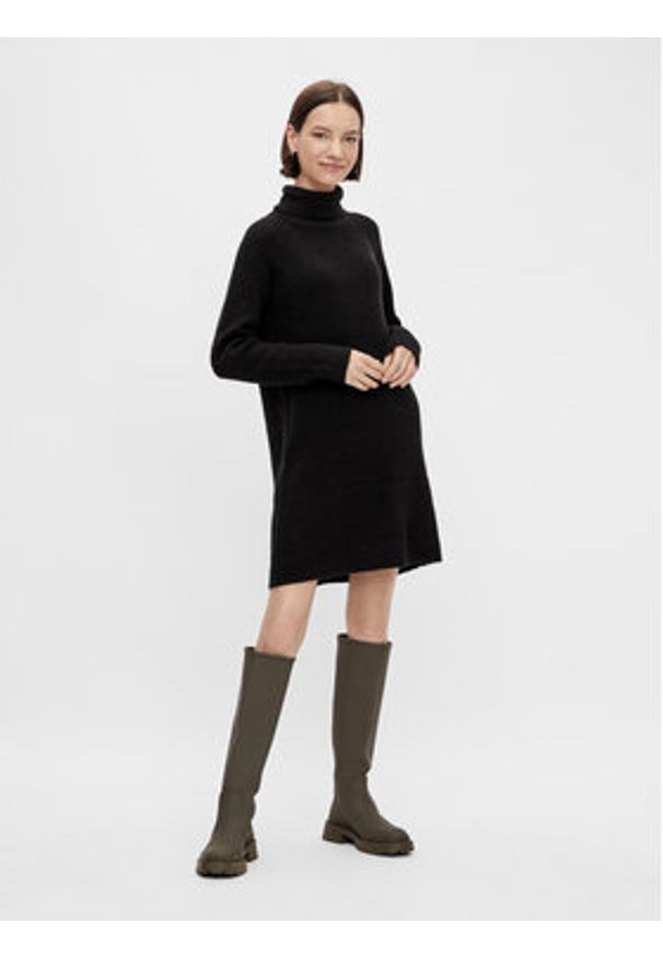 Pieces Sukienka dzianinowa Ellen 17119500 Czarny Regular Fit. Kolor: czarny. Materiał: syntetyk