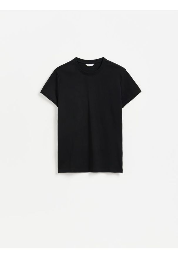 Reserved - Bawełniany t-shirt slim fit - czarny. Kolor: czarny. Materiał: bawełna
