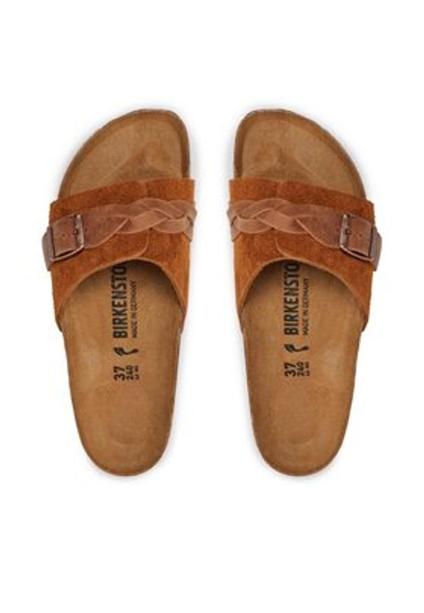 Birkenstock Klapki Oita Braided 1026742 Brązowy. Kolor: brązowy. Materiał: skóra
