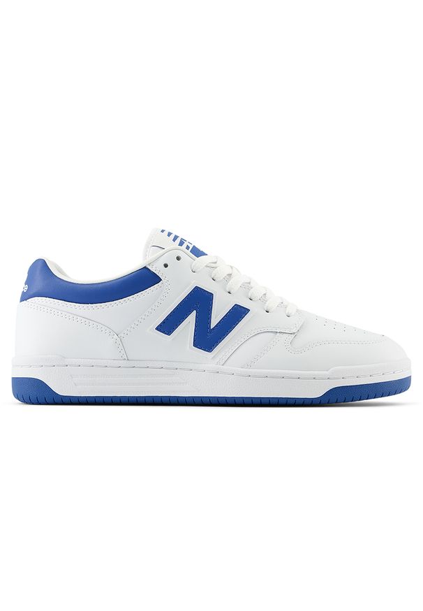 Buty unisex New Balance BB480LBL – białe. Okazja: na co dzień. Kolor: biały. Materiał: materiał, syntetyk, dresówka, skóra. Szerokość cholewki: normalna. Sport: turystyka piesza