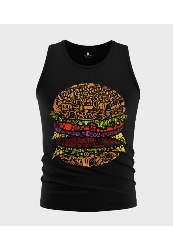 MegaKoszulki - Koszulka męska bez rękawów Burger. Materiał: bawełna. Długość rękawa: bez rękawów