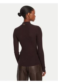 TwinSet - TWINSET Sweter 252TT3111 Brązowy Slim Fit. Kolor: brązowy. Materiał: wełna #5