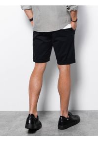 Ombre Clothing - Spodenki męskie chino - czarne V12 - Rozmiar: XXL. Kolor: czarny. Materiał: elastan, bawełna. Długość: krótkie. Sezon: lato