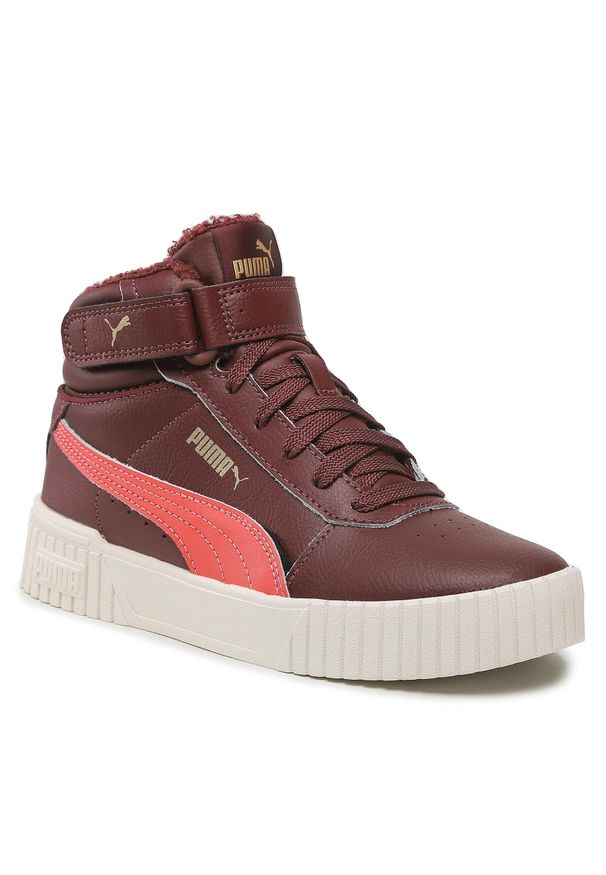 Sneakersy Puma Carina 2.0 Mid Wtr Jr 387380 02 Aubergine/Salom/Gold. Kolor: fioletowy. Materiał: skóra