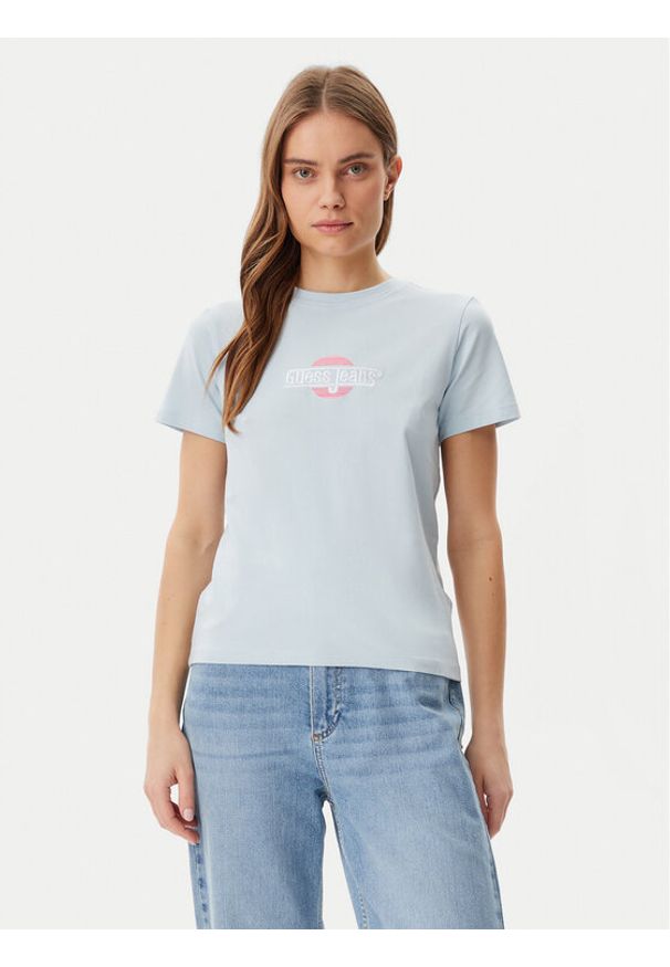 Guess Jeans T-Shirt W5GI26 J1314 Granatowy Regular Fit. Kolor: niebieski. Materiał: bawełna