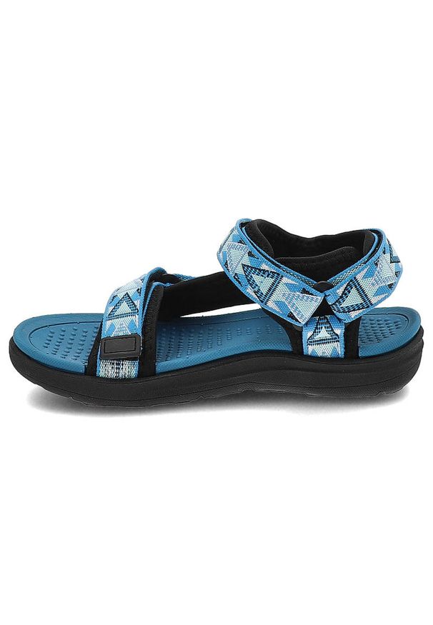 Niebieskie Sandały Lee Cooper Wygodne Buty Dziecięce. Zapięcie: rzepy. Kolor: niebieski. Materiał: materiał. Wzór: aplikacja