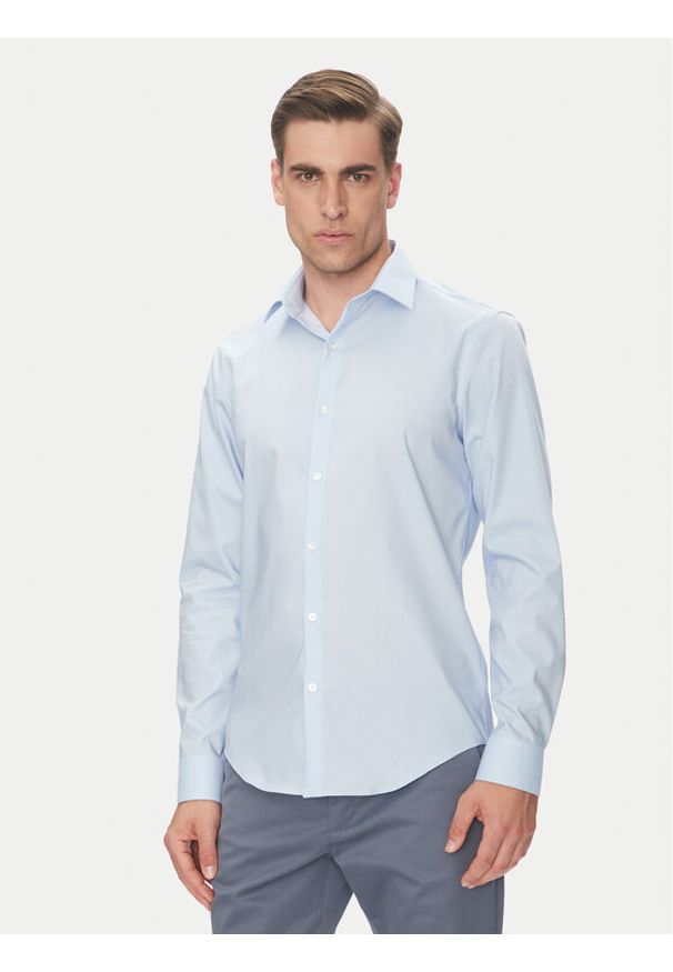 Calvin Klein Koszula LV019EU017 Błękitny Slim Fit. Kolor: niebieski. Materiał: bawełna