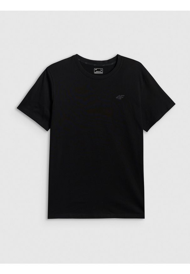 4f - 4F T-shirt regular gładki męski - czarny M. Okazja: na co dzień. Kolor: czarny. Materiał: jeans, materiał. Wzór: gładki. Styl: casual, klasyczny