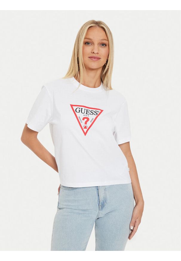 Guess T-Shirt W4YI73 K8HM0 Biały Boxy Fit. Kolor: biały. Materiał: bawełna
