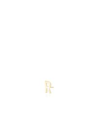 W.KRUK - Kolczyk złoty literka R. Materiał: złote. Kolor: złoty. Wzór: aplikacja