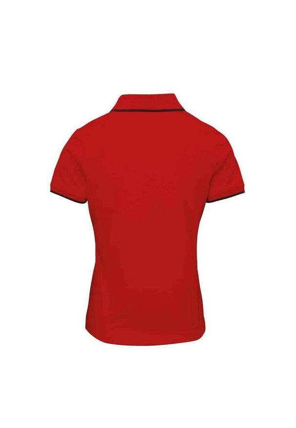PREMIER - Damska Koszulka Polo Coolchecker W Kontrastowym Kolorze. Typ kołnierza: polo. Kolor: czerwony, wielokolorowy, czarny