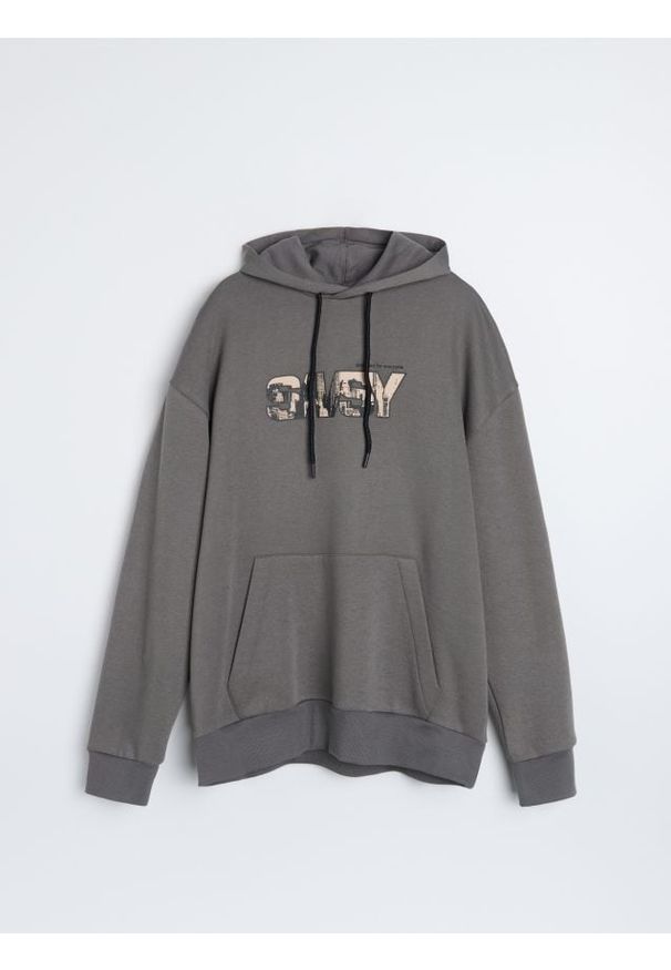 Sinsay - Bluza hoodie - szary. Kolor: szary