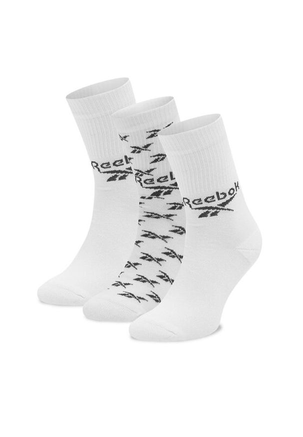 Reebok Zestaw 3 par wysokich skarpet unisex Cl Fo Crew Sock 3P GG6682 Biały. Kolor: biały. Materiał: materiał