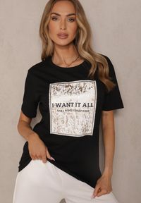 Renee - Czarny T-shirt z Bawełny z Nadrukiem Tellanis. Okazja: na co dzień. Kolor: czarny. Materiał: bawełna. Wzór: nadruk. Styl: sportowy, klasyczny, elegancki, casual #4