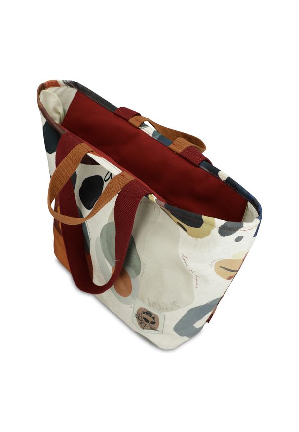 Kolorowa Duża Torba Plażowa Damska Anekke. Kolor: czerwony. Wzór: kolorowy. Sezon: lato. Rodzaj torebki: na ramię