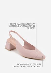 Born2be - Różowe Czółenka VICES z Odkrytą Piętą na Komfortowym Obcasie z Miękką Wkładką Ryliea. Okazja: na spotkanie biznesowe, na co dzień. Zapięcie: sprzączka. Kolor: różowy. Materiał: materiał, jeans. Obcas: na obcasie. Styl: elegancki, biznesowy, casual. Wysokość obcasa: średni #5