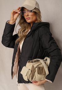 Renee - Beżowa Pikowana Kurtka Dwustronna Wykończona Sznurkami Atitoria. Okazja: na co dzień. Kolor: beżowy. Materiał: jeans. Styl: elegancki, casual, klasyczny