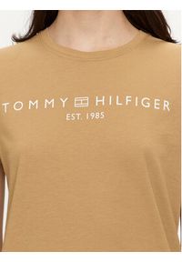 TOMMY HILFIGER - Tommy Hilfiger T-Shirt Logo WW0WW40276 Beżowy Regular Fit. Kolor: beżowy. Materiał: bawełna #5