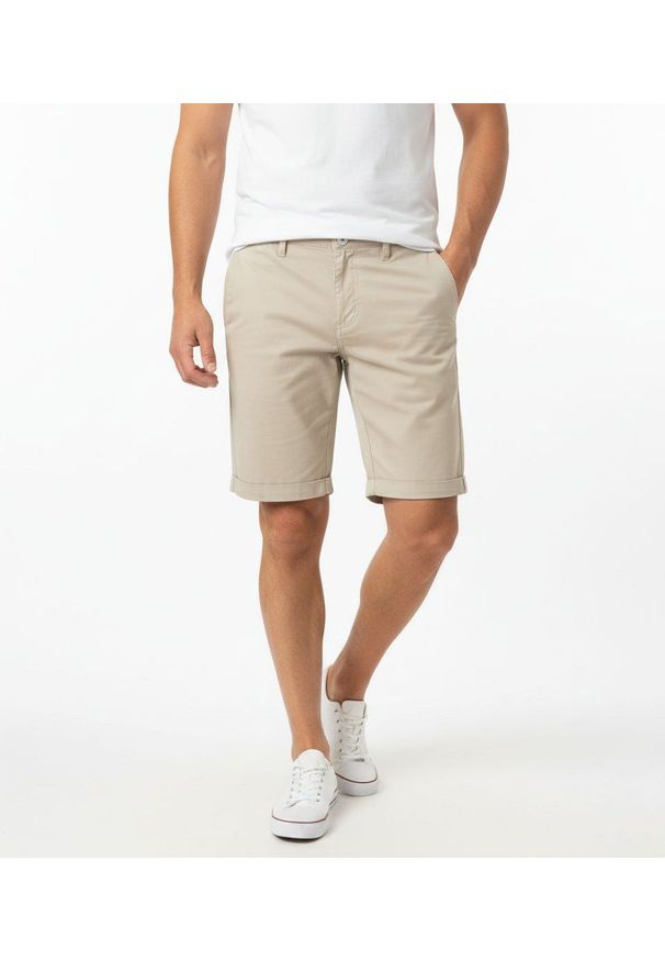 Brave Soul - Spodenki Bawełniane, Beżowe Casualowe, Szorty Odwijane, Przed Kolano, Męskie -BRAVE SOUL. Okazja: na co dzień. Kolor: beżowy, wielokolorowy, brązowy. Materiał: bawełna. Długość: krótkie. Sezon: lato. Styl: casual