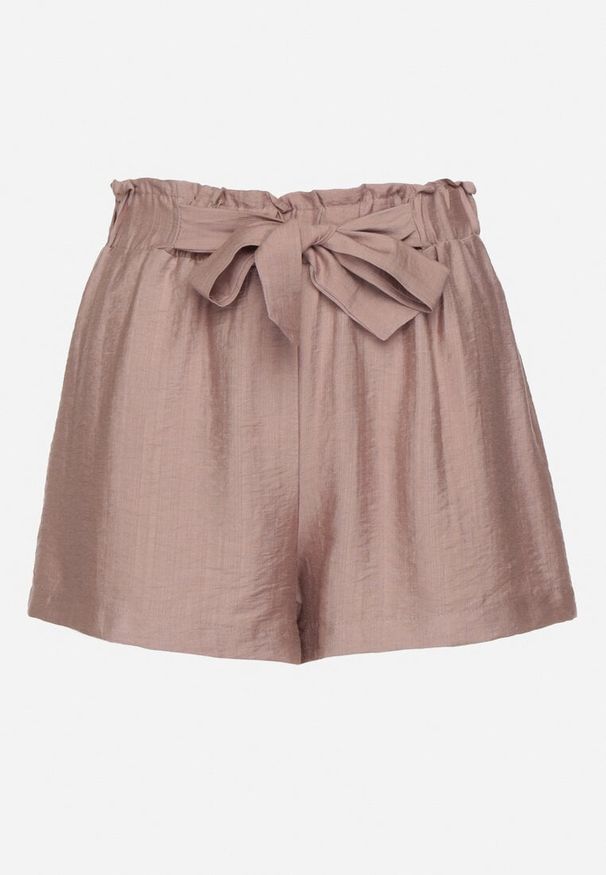 Born2be - Fioletowe Wiskozowe Szorty w Stylu Paper Bag z Paskiem Saramora. Okazja: na co dzień, na spacer. Kolor: fioletowy. Materiał: wiskoza. Sezon: lato. Styl: elegancki, casual