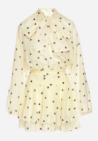 Born2be - Żółta Rozkloszowana Sukienka z Rękawami Typu Nietoperz i Wiązaniem Miriviela. Okazja: na co dzień. Kolor: żółty. Materiał: jeans. Typ sukienki: proste. Styl: casual, klasyczny #6