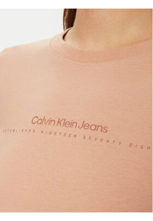 Calvin Klein Jeans T-Shirt Institutional Graphic J20J224990 Beżowy Slim Fit. Kolor: beżowy. Materiał: bawełna