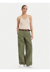 Tommy Jeans Top Racerback DW0DW22264 Beżowy jasny Slim Fit. Kolor: beżowy. Materiał: bawełna #3