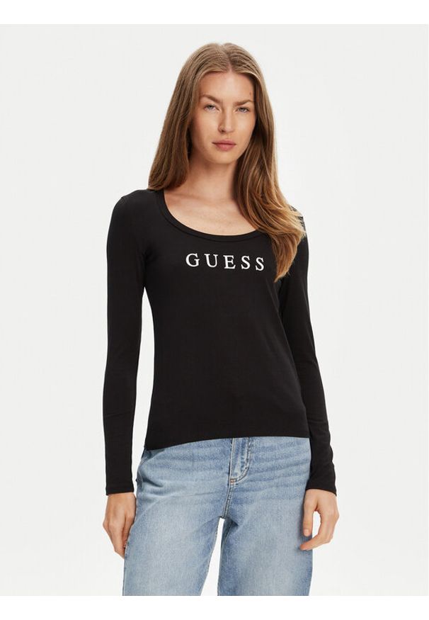 Guess Bluzka O5RI00 KBBU1 Czarny Regular Fit. Kolor: czarny. Materiał: bawełna