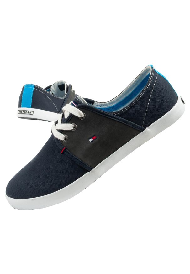 TOMMY HILFIGER - Buty sportowe trampki do chodzenia męskie Tommy Hilfiger. Kolor: niebieski. Sport: turystyka piesza