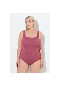 ULLA POPKEN - Damskie Strój kąpielowy faktura karo miękki miseczki dekolt karo. Kolekcja: plus size. Kolor: różowy