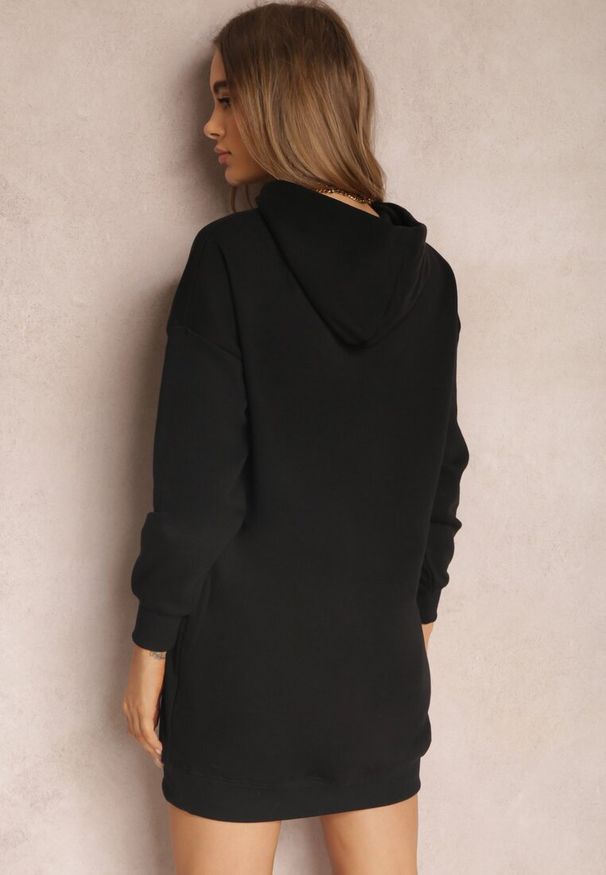 Renee - Czarna Bluza Długa z Kapturem Firro. Typ kołnierza: kaptur. Kolor: czarny. Materiał: tkanina, polar, bawełna. Długość rękawa: długi rękaw. Długość: długie. Styl: sportowy