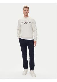 TOMMY HILFIGER - Tommy Hilfiger Bluza Logo MW0MW11596 Beżowy Regular Fit. Kolor: beżowy. Materiał: bawełna