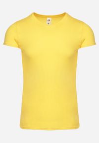 Born2be - Żółty Klasyczny T-shirt z Bawełny Fodena. Okazja: na co dzień. Kolor: żółty. Materiał: bawełna. Styl: klasyczny #6