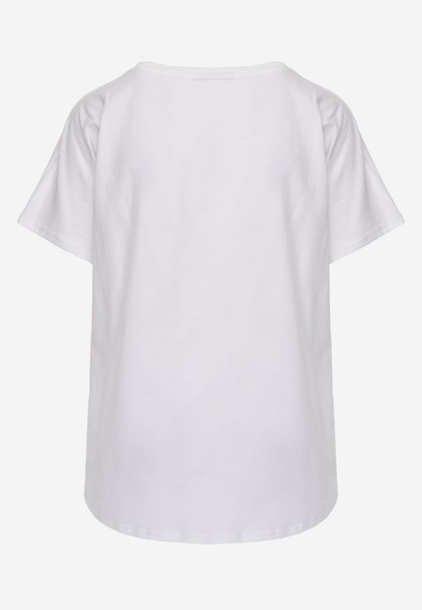 Born2be - Biały T-shirt Bawełniany Klasyczny o Fasonie Oversize z Dłuższym Tyłem Nemedora. Okazja: na co dzień. Kolor: biały. Materiał: bawełna. Długość: długie. Styl: klasyczny