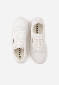Born2be - Białe Casualowe Sneakersy VICES na Grubej Podeszwie z Tłoczeniami Therelle. Okazja: na co dzień. Kolor: biały. Materiał: dzianina, jeans #3
