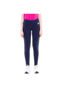 LEONE 1947 APPAREL - Legginsy damskie basic z małym logo. Kolor: niebieski. Materiał: tkanina. Sport: fitness
