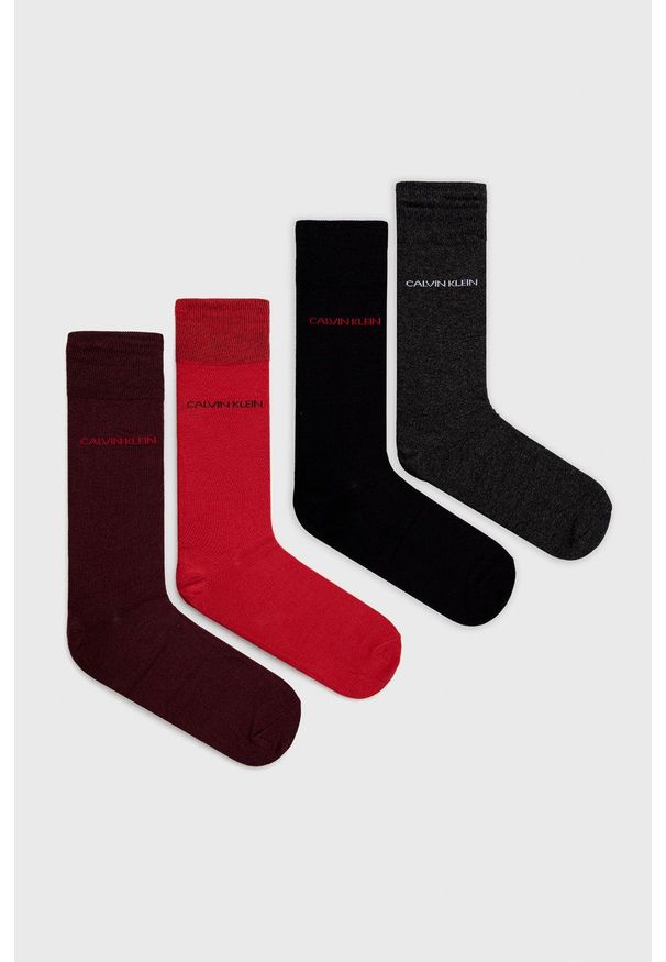 Calvin Klein Skarpetki (4-pack) męskie kolor czerwony. Kolor: czerwony