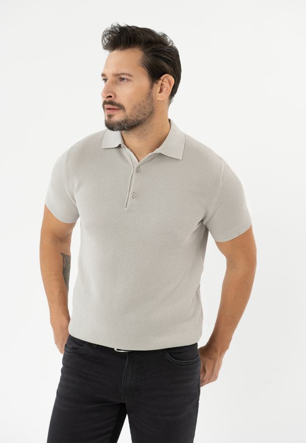 Volcano - Dzianinowe polo męskie O-LIZAR. Typ kołnierza: polo. Materiał: dzianina. Wzór: gładki. Styl: elegancki, klasyczny