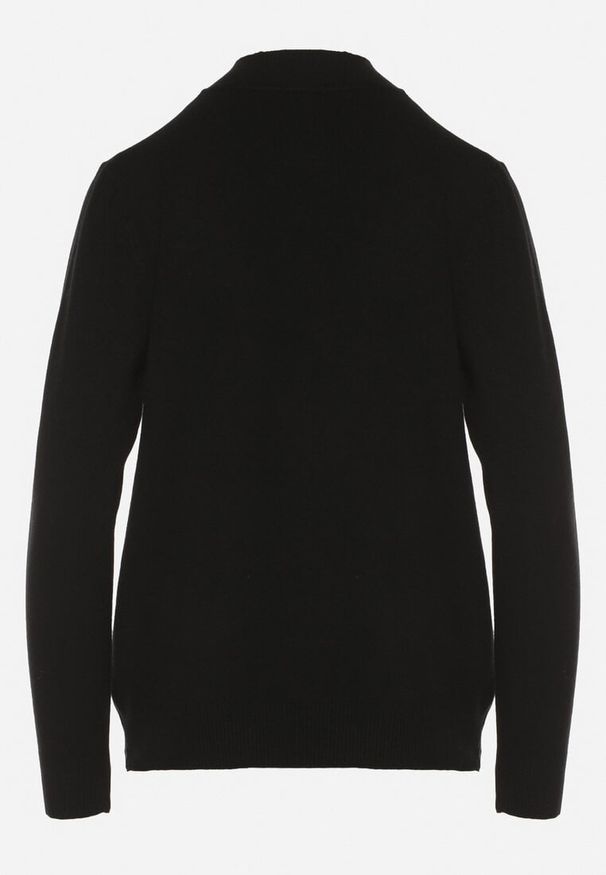 Born2be - Czarny Gładki Sweter z Półgolfem w Stylu Casual Unallia. Okazja: na co dzień. Kolor: czarny. Materiał: jeans. Długość rękawa: długi rękaw. Długość: długie. Wzór: gładki. Styl: casual