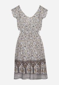 Born2be - Czarna Wiskozowa Sukienka o Rozkloszowanym Kroju z Wiązanym Paskiem Sepona. Okazja: na co dzień. Typ kołnierza: dekolt w kształcie V. Kolor: czarny. Materiał: wiskoza. Wzór: aplikacja. Styl: elegancki, casual #2