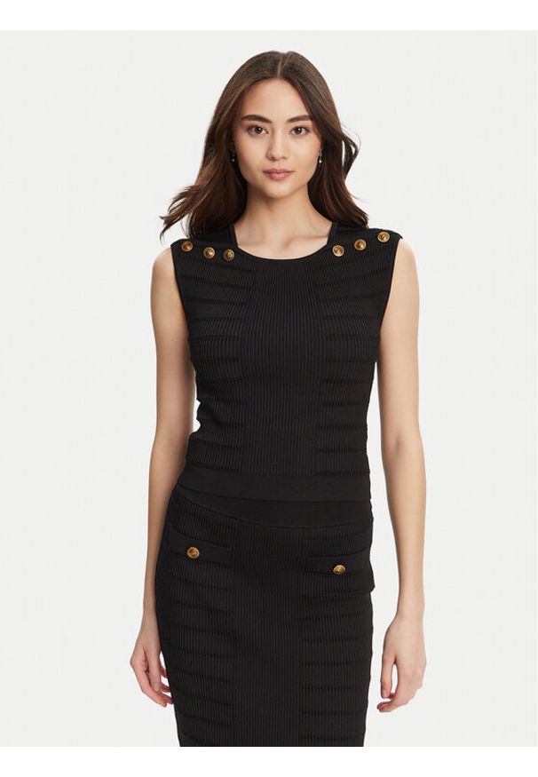 Guess Bluzka W5YR12 Z0130 Czarny Regular Fit. Kolor: czarny. Materiał: syntetyk