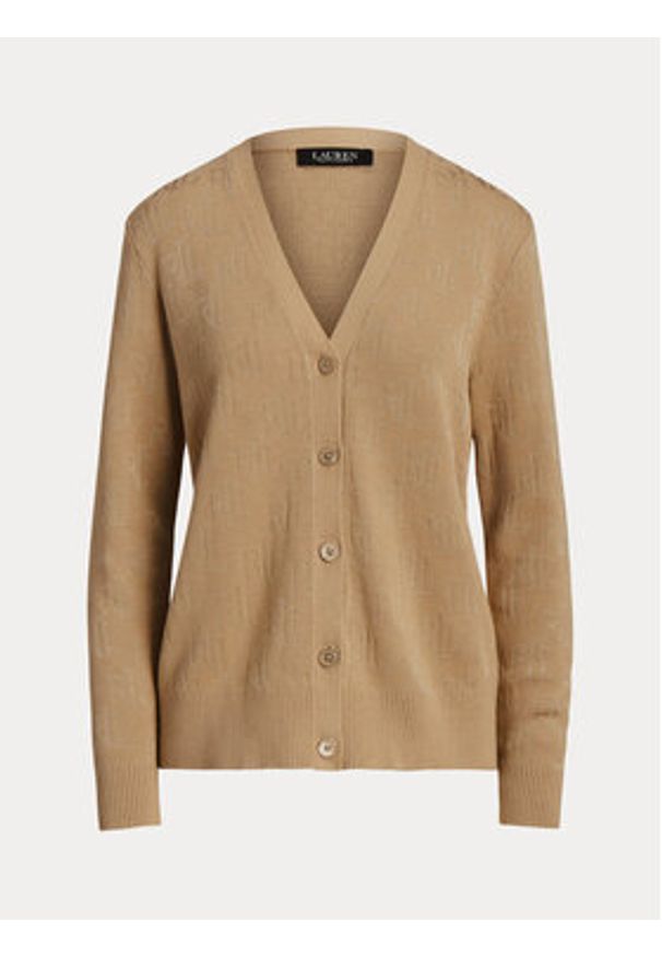 Lauren Ralph Lauren Kardigan 200916279001 Beżowy Regular Fit. Kolor: beżowy. Materiał: wiskoza, bawełna
