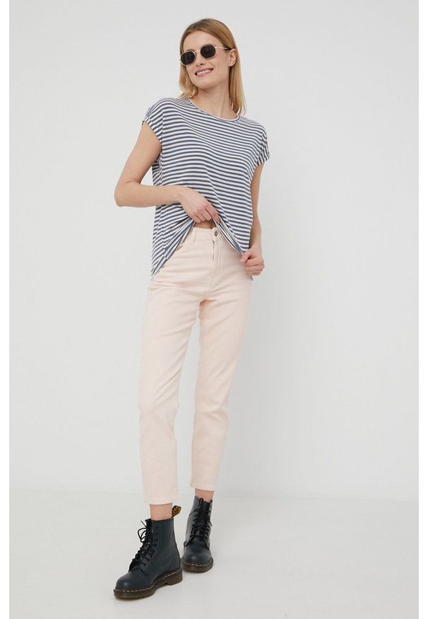 Vero Moda jeansy damskie high waist. Stan: podwyższony. Kolor: różowy