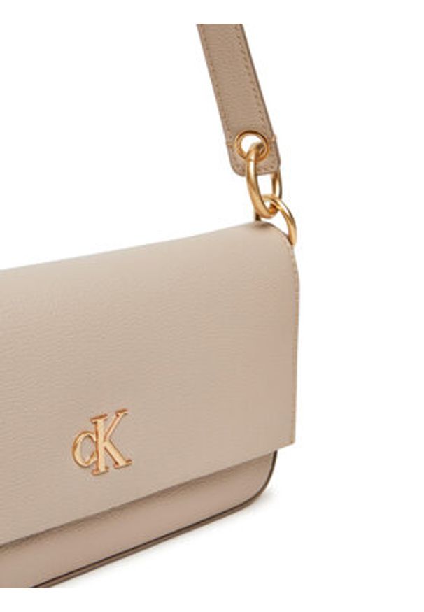 Calvin Klein Torebka Minimal Monogram Shoulder Pouch LV04K3161G Beżowy. Kolor: beżowy. Materiał: skórzane