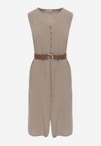 Renee - Zielona Pudełkowa Sukienka z Wiskozą Bawełną Guzikami i Paskiem Magmaris. Okazja: na co dzień, do pracy. Kolor: zielony. Materiał: wiskoza, bawełna. Sezon: wiosna, lato. Styl: casual, elegancki #7