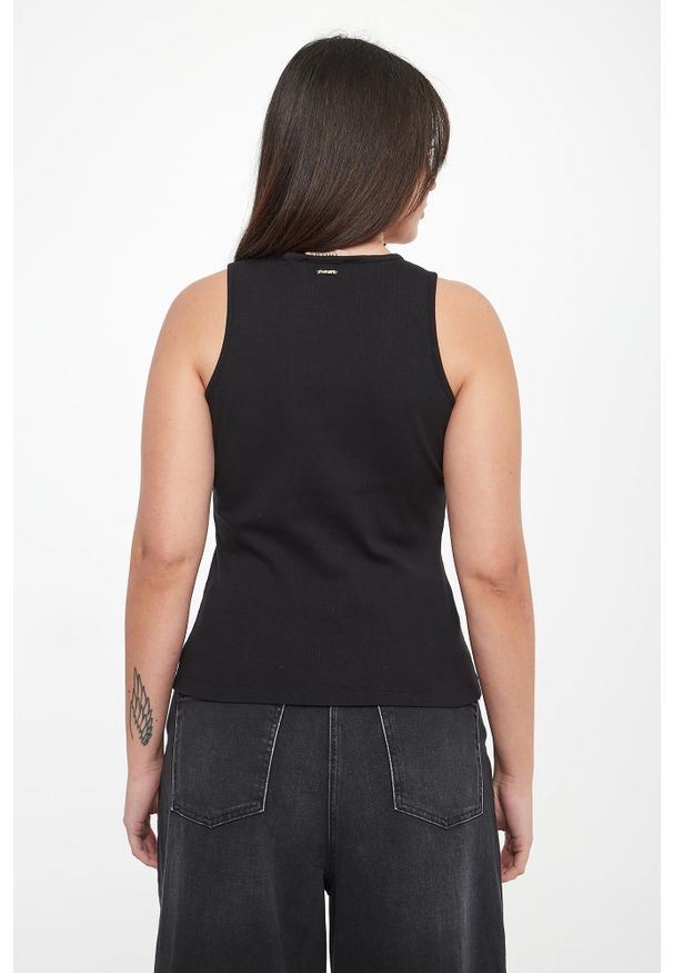 Twinset Milano - Top damski prążkowany z haftem TWINSET. Materiał: prążkowany. Wzór: haft